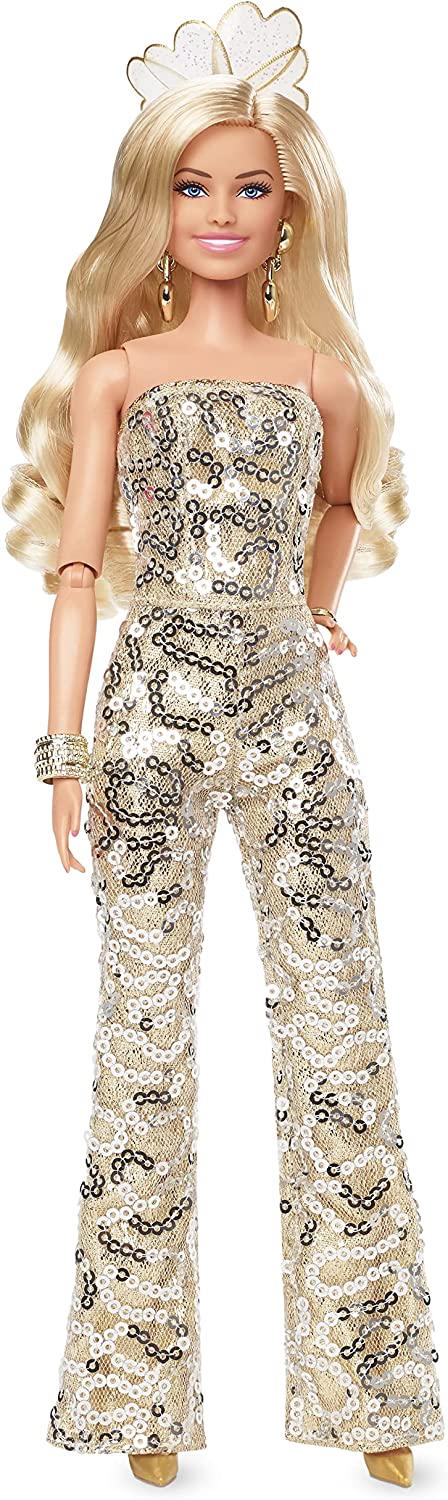 Barbie movie 2023 "Barbieland" in Gold Jumpsuit doll