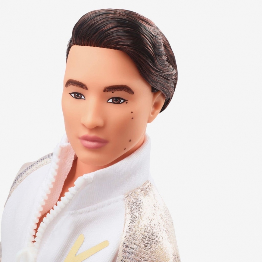 Barbie the Movie Ken Doll in White and Gold Tracksuit