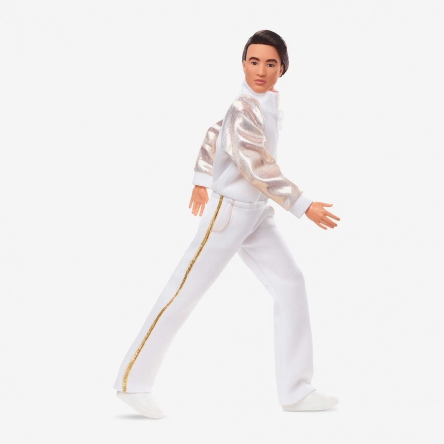 Barbie the Movie Ken Doll in White and Gold Tracksuit