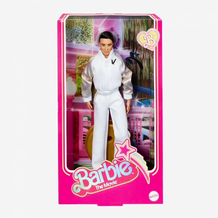 Barbie the Movie Ken Doll in White and Gold Tracksuit