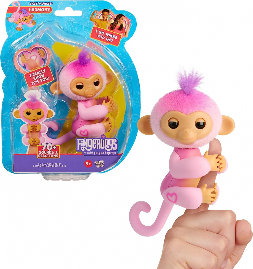 New 2023 Fingerlings Interactive Baby Monkey Harmony
