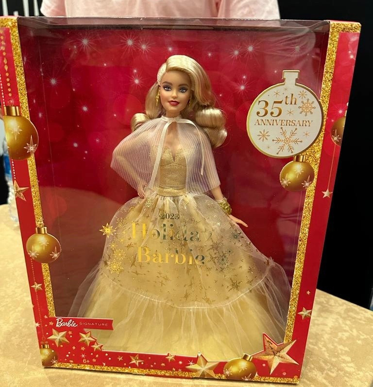 Holiday Barbie 2023 dolls 35th anniversary edition dolls in boxes in real life photos