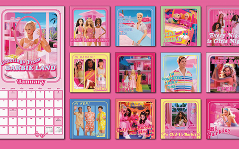 Barbie The Movie 2024 wall calendar