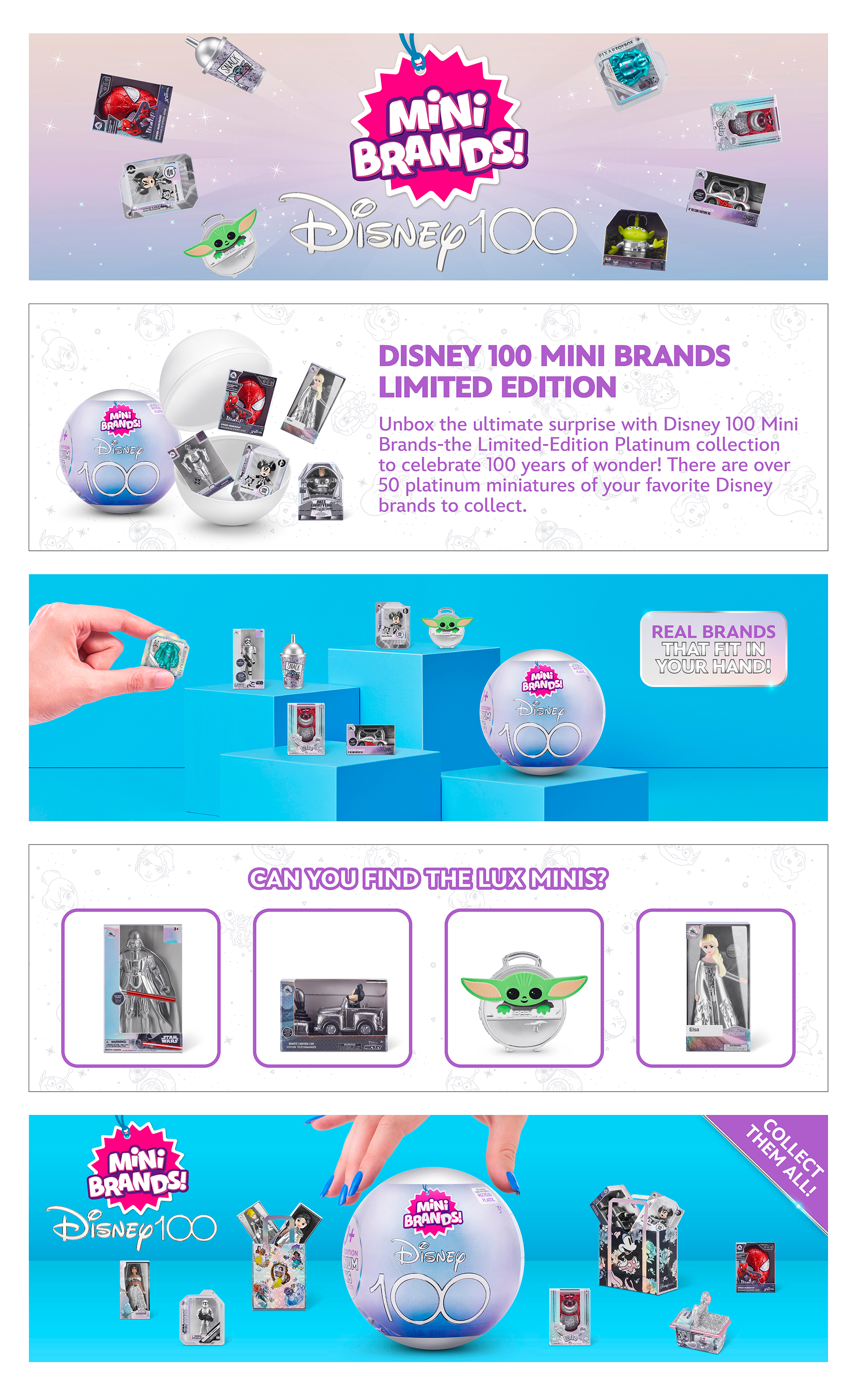 5 Surprise Mini Brands Disney 100 Years of Wonder Platinum Limited 