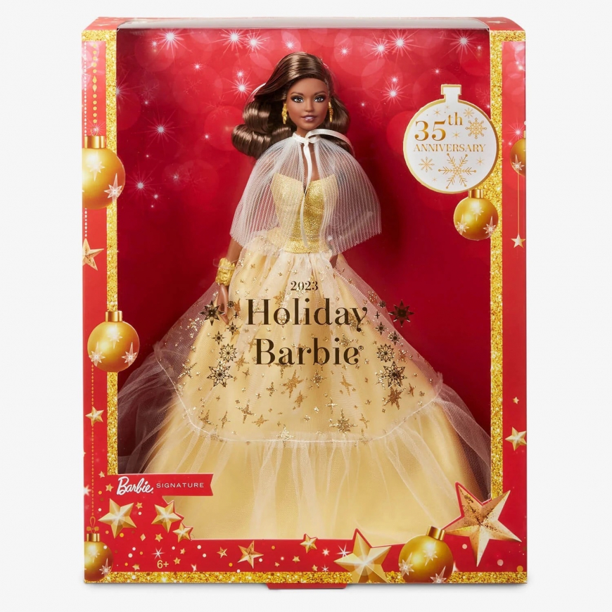 Barbie Signature Holiday Barbie 2023 brown hair doll