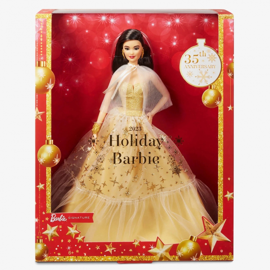 Barbie Signature Holiday Barbie 2023 brunette doll asian