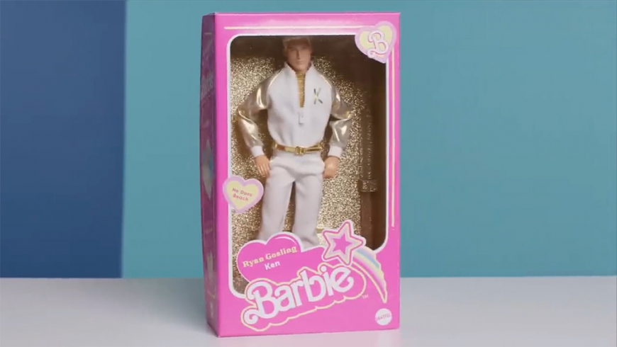 Barbie movie Ryan Gosling Ken doll golden suit