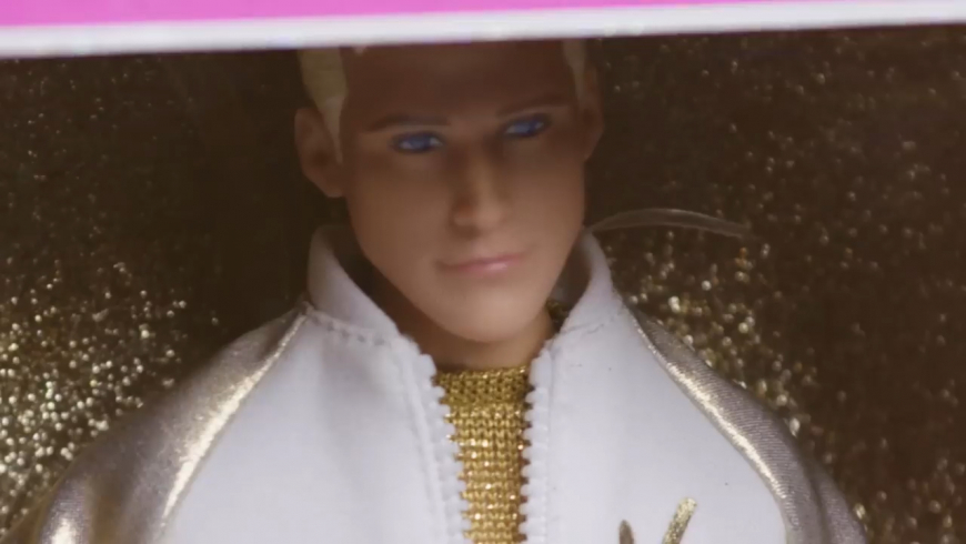 Barbie movie Ryan Gosling Ken doll golden suit