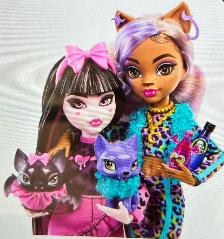 Monster High Faboolous Pets  2 pack with Clawdeen Wolf and Draculaura dolls
