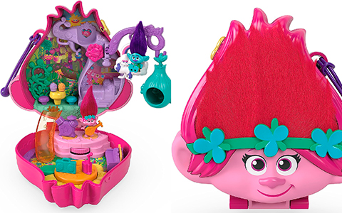 ​Polly Pocket Trolls Compact Playset with Poppy and Branch dolls