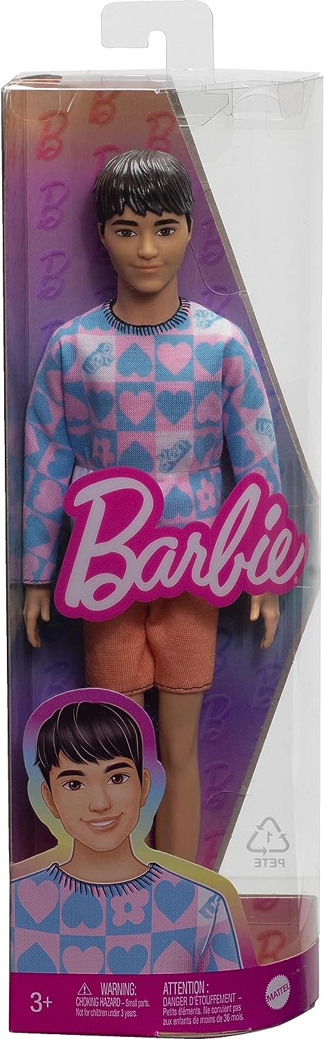 Ken Fashionistas Doll 2023 Blue and Pink Sweater HRH24