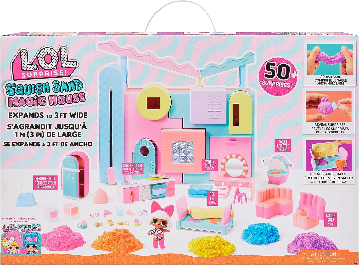 LOL Surprise! Squish Sand Magic House with Tot- Playset with Collectible  Doll, Squish Sand, Surprises, Accessories, Girls Gift Age 4+