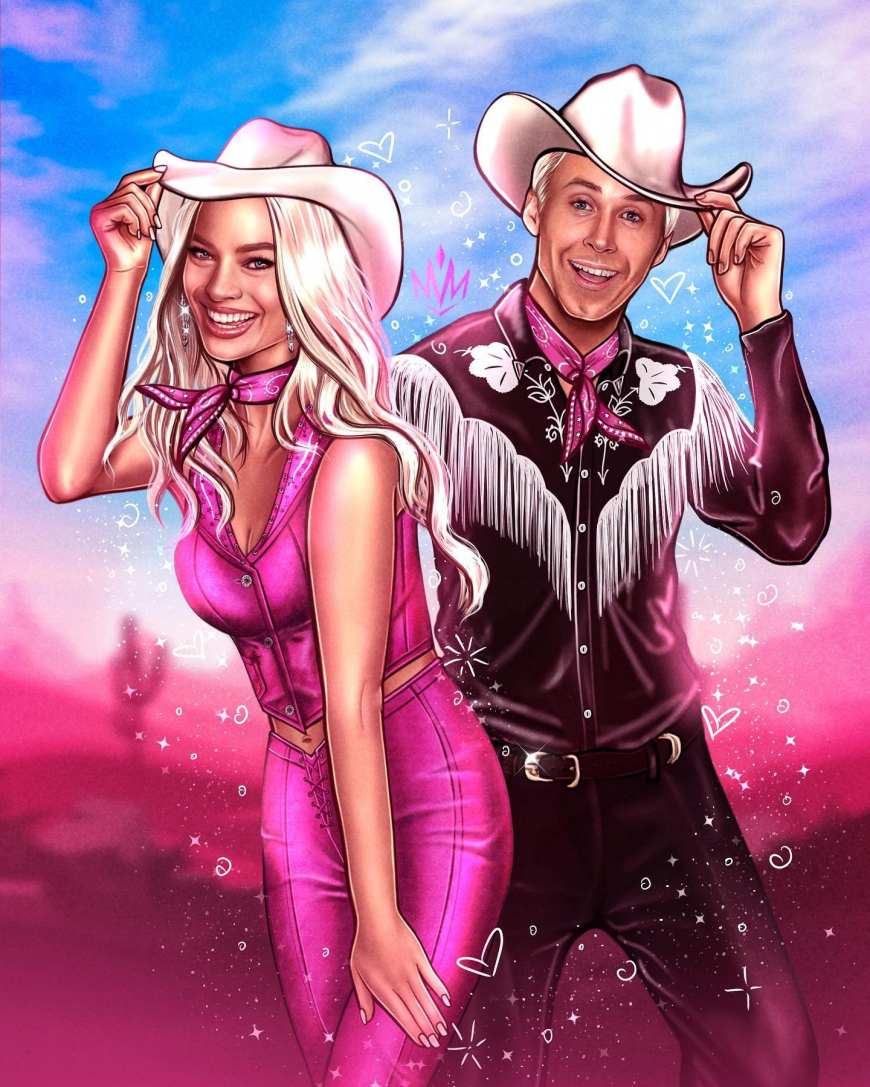 Barbie and Ken in western outfits