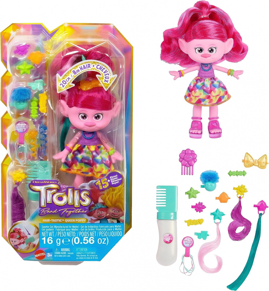 Mattel Trolls Band Together Hair-Tastic Queen Poppy Doll