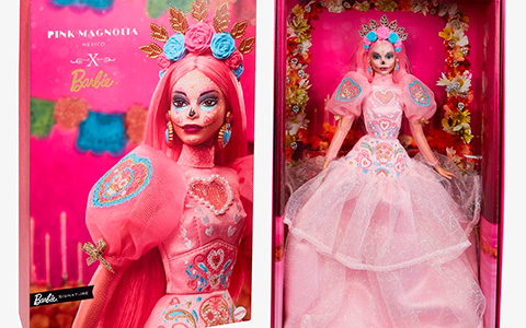 Barbie Signature Dia de Muertos 2023 dolls: Barbie, Ken and Barbie Designer  Dia de Muertos by Pink Magnolia doll 