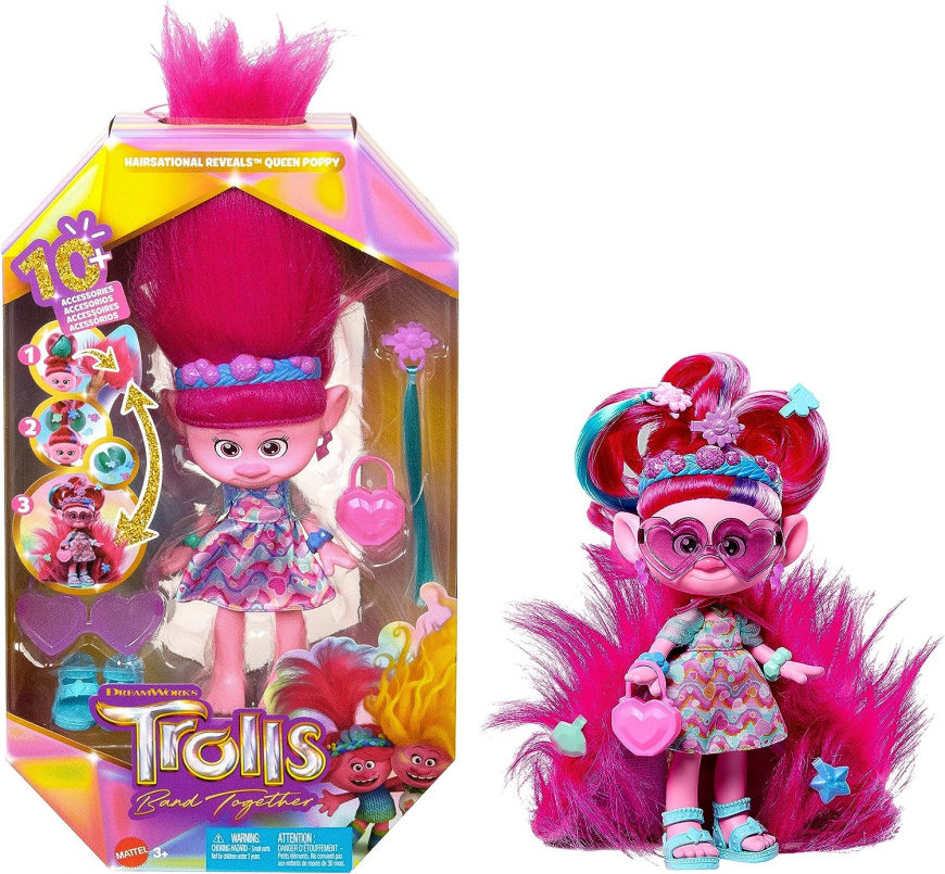 Trolls Band Together Hairsational Reveals Queen Poppy doll