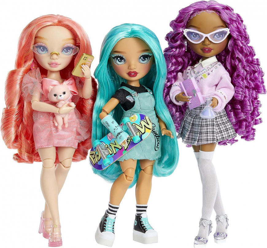 Rainbow High New Friends dolls 2023 Pinkly Paige, Lilac Lane, Blu Brooks