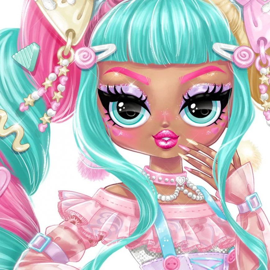 LOL OMG Fierce series 2 dolls Kitty K and Candylicious art