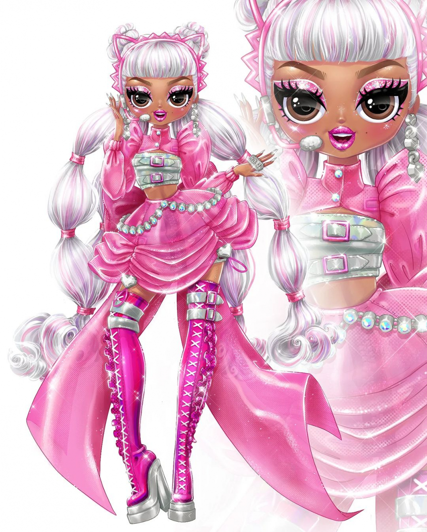 LOL OMG Fierce series 2 dolls Kitty K and Candylicious art