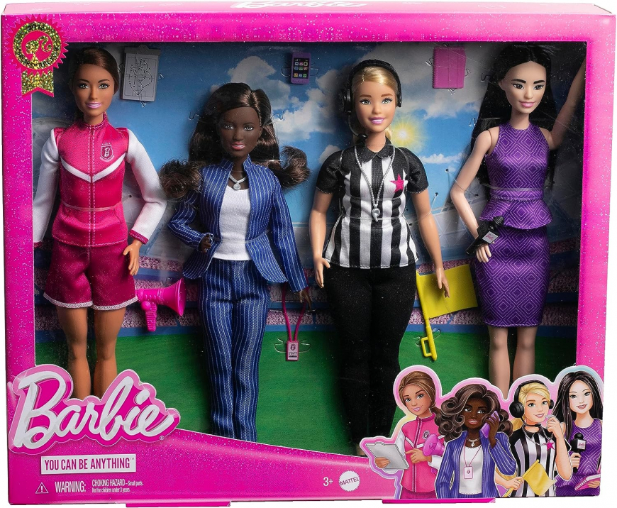 Barbie Sports Career 4 pack: General Manager, Coach, Referee and Sports Reporter dolls