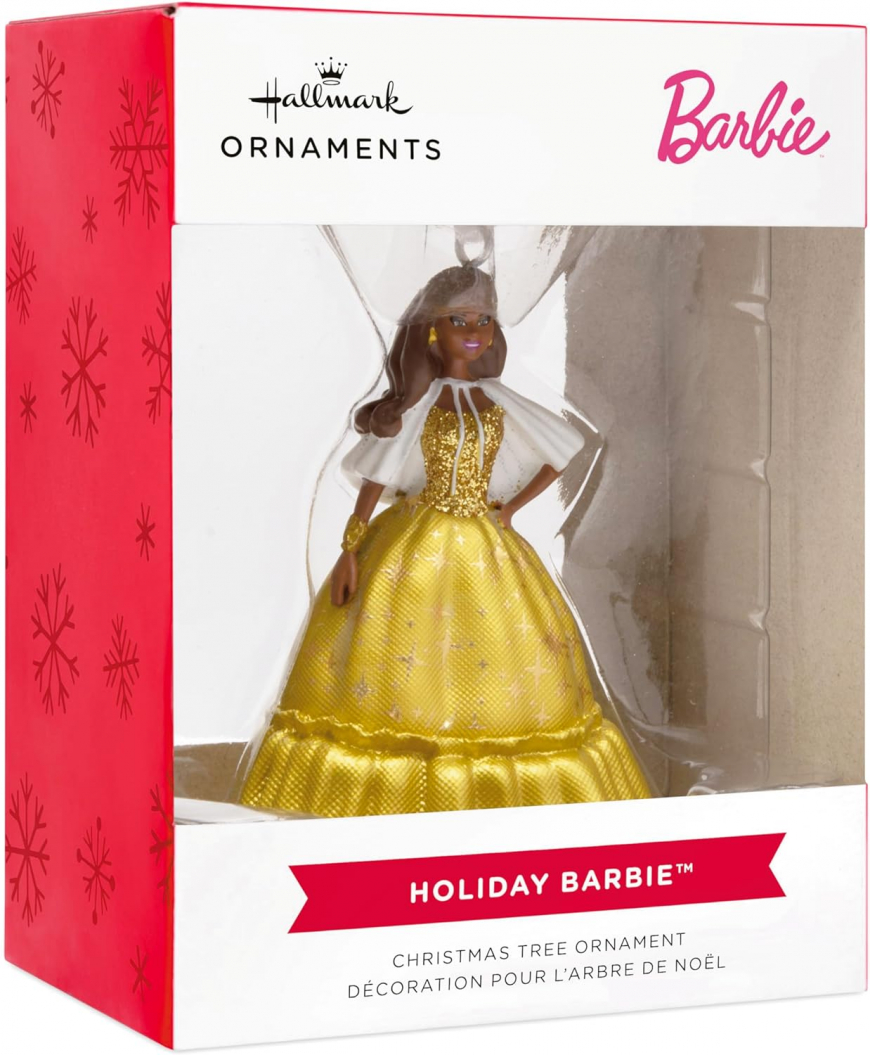 Holiday Barbie 2023 Christmas Ornament Bunette