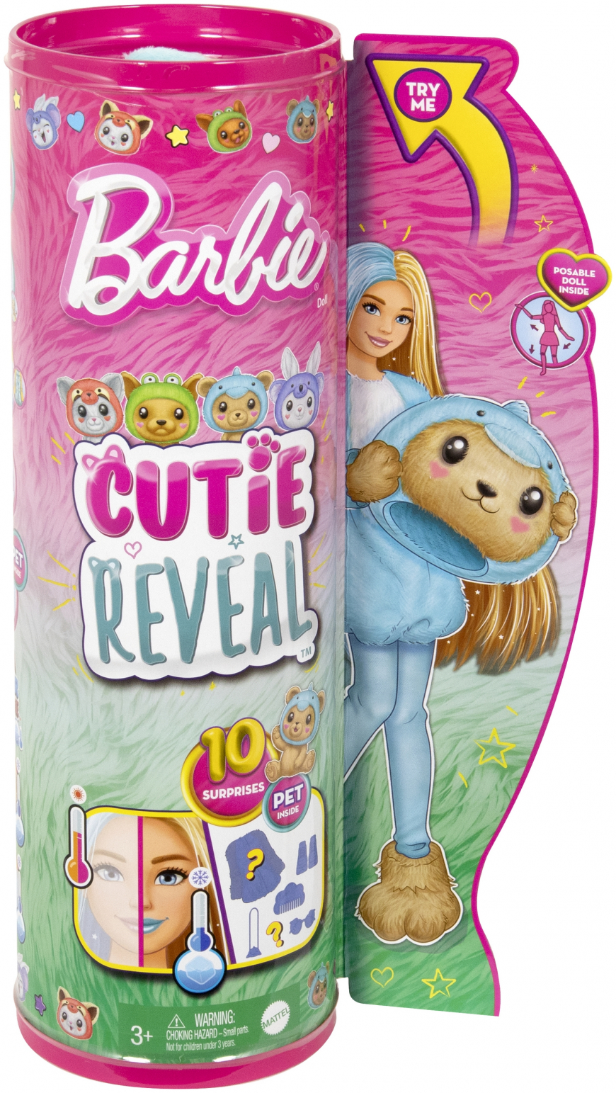 Barbie Cutie Reveal HRK25 doll teddy bear in a plush dolphin costume