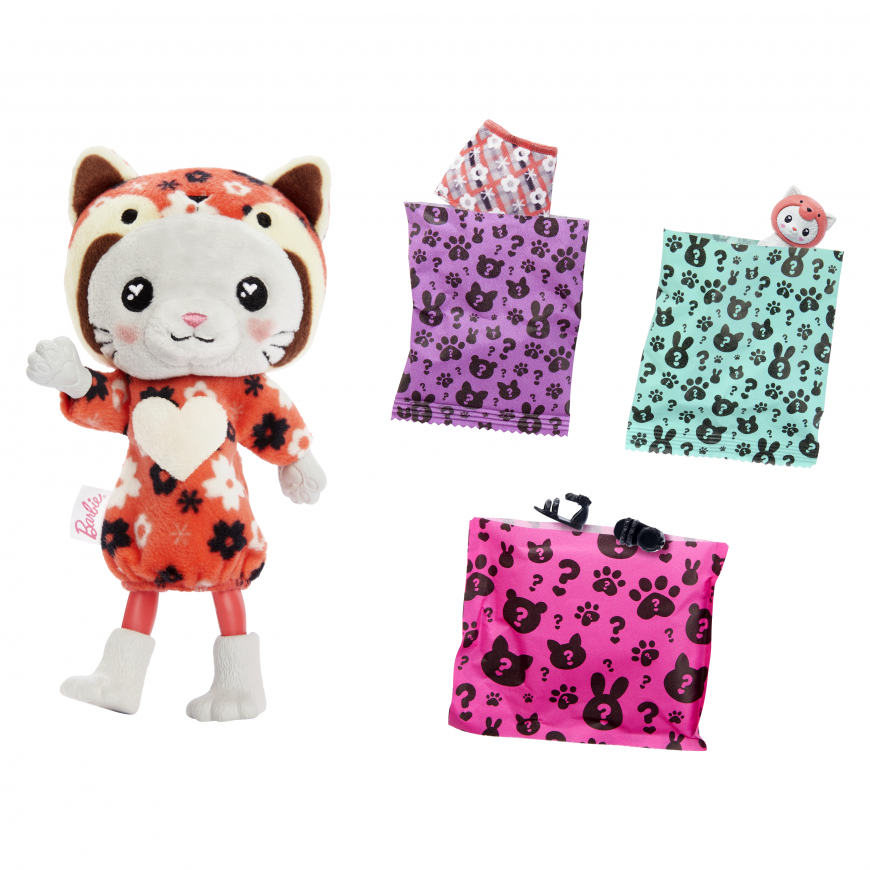 Barbie Cutie Reveal Chelsea Kitten in a Red Panda Doll HRK28