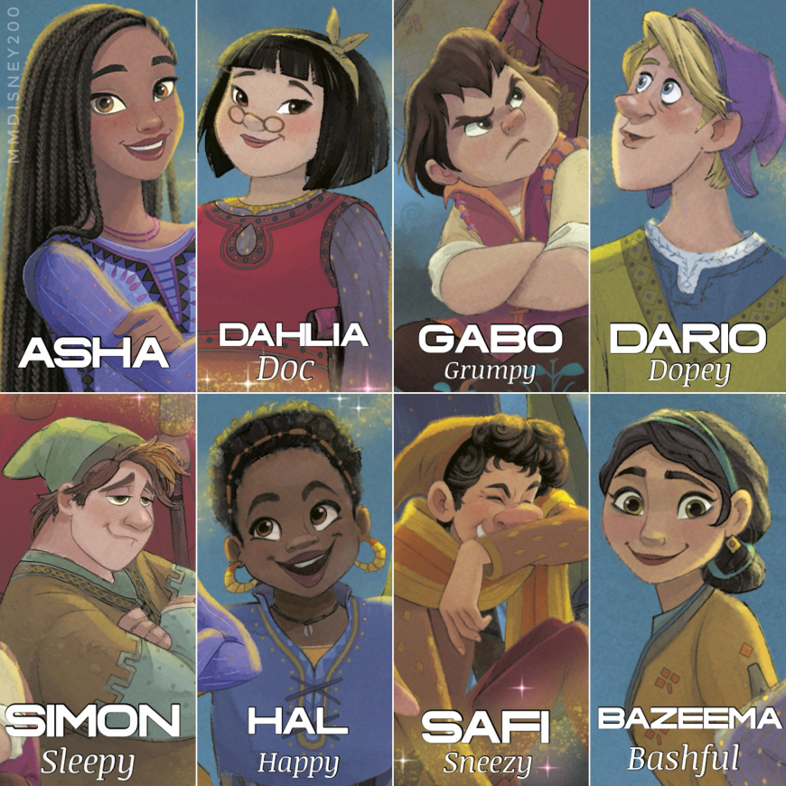 Disney Wish Asha's friends names (7 dwarfs)
