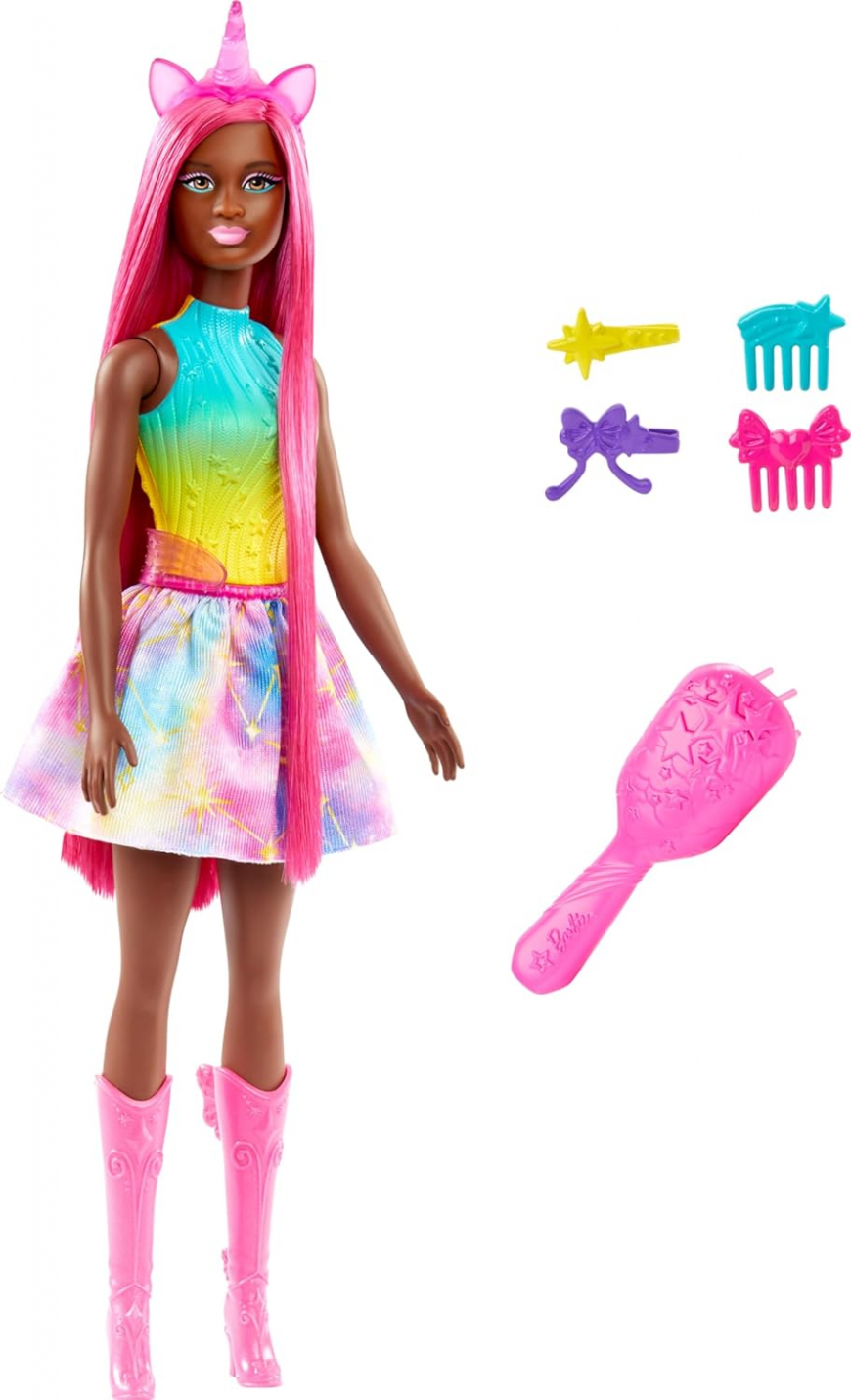 Barbie A Touch of Magic unicorn with long hair doll HRR01