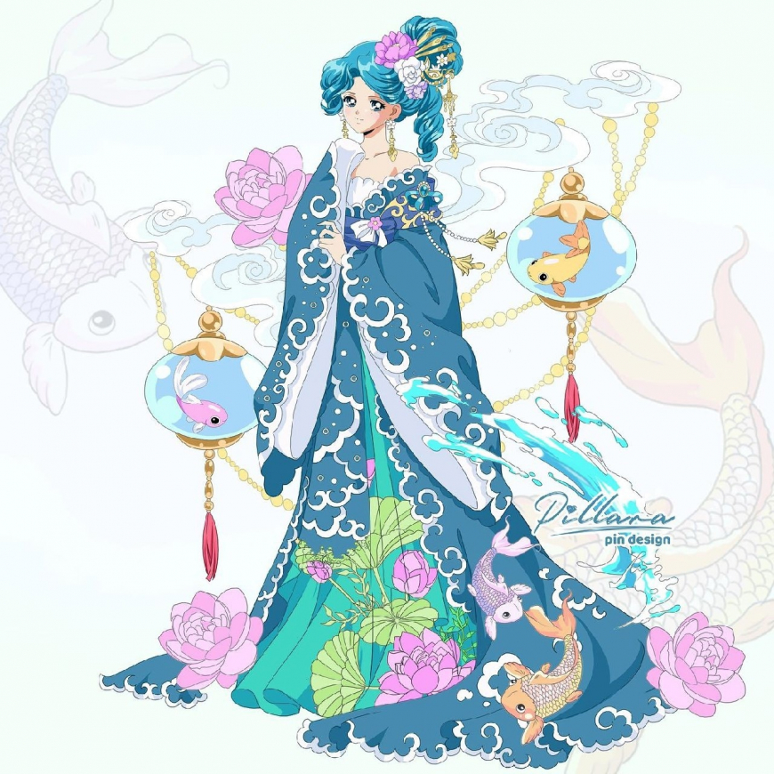 Sailor Moon in gorgeous kimono-styled dresses by Pillara
