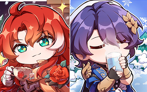 Honkai Star Rail cute winter profile pictures - icons of Ruan Mei, Argenti, Pom-Pom, Himeko, Хохо and Dr. Ratio