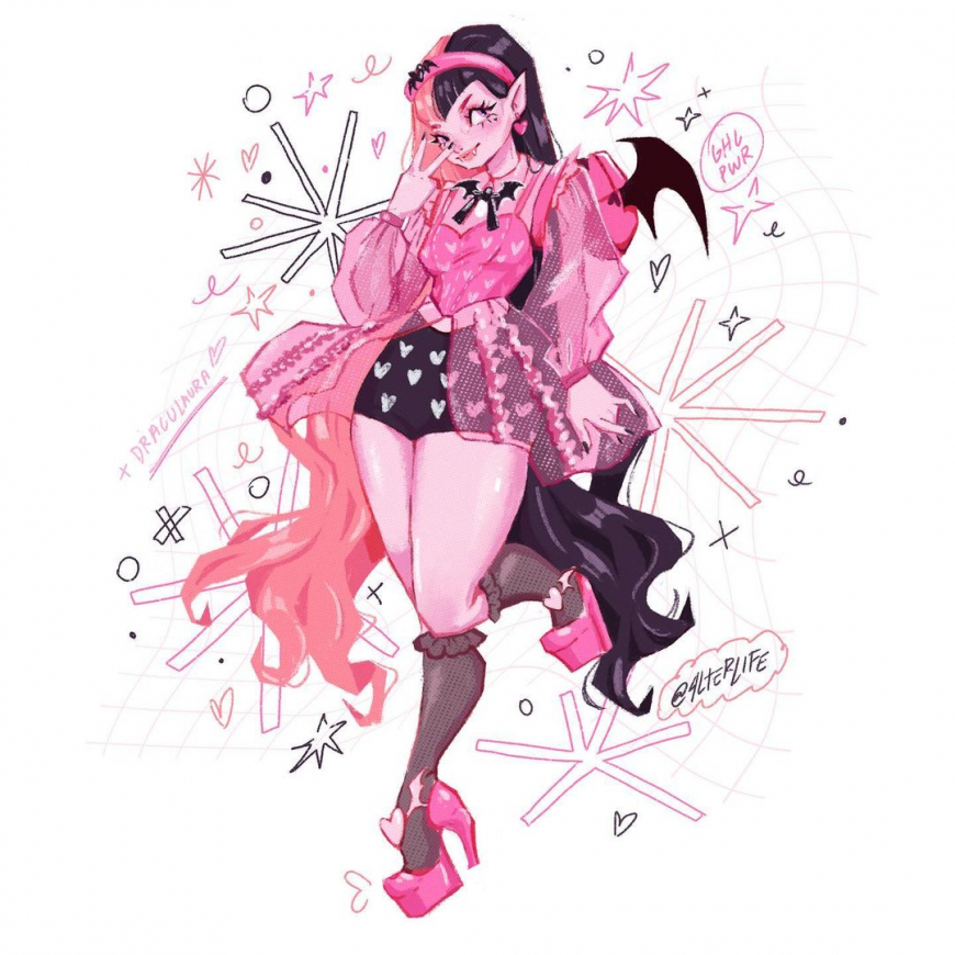 Beautiful Monster High fan art collection from 4lterlife snowflaskes background