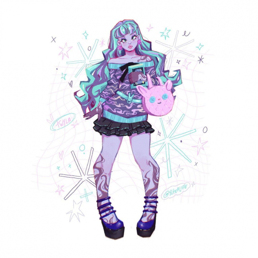 Beautiful Monster High fan art collection from 4lterlife snowflaskes background