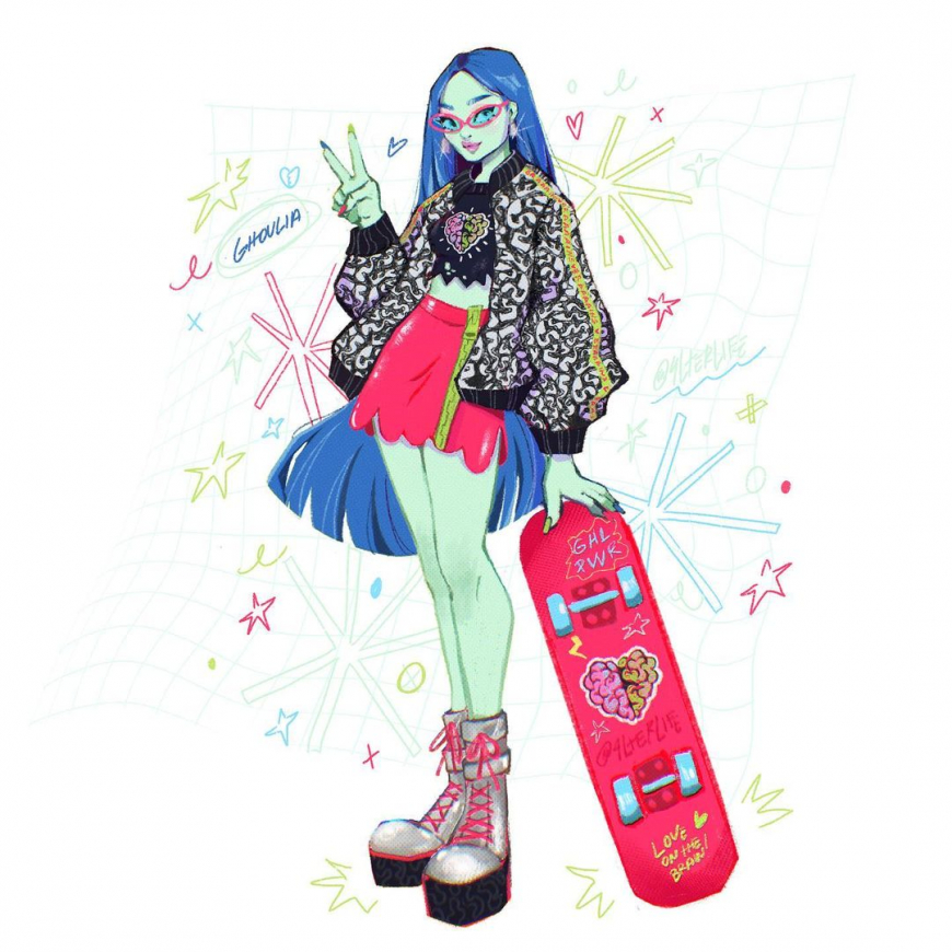 Beautiful Monster High fan art collection from 4lterlife snowflaskes background