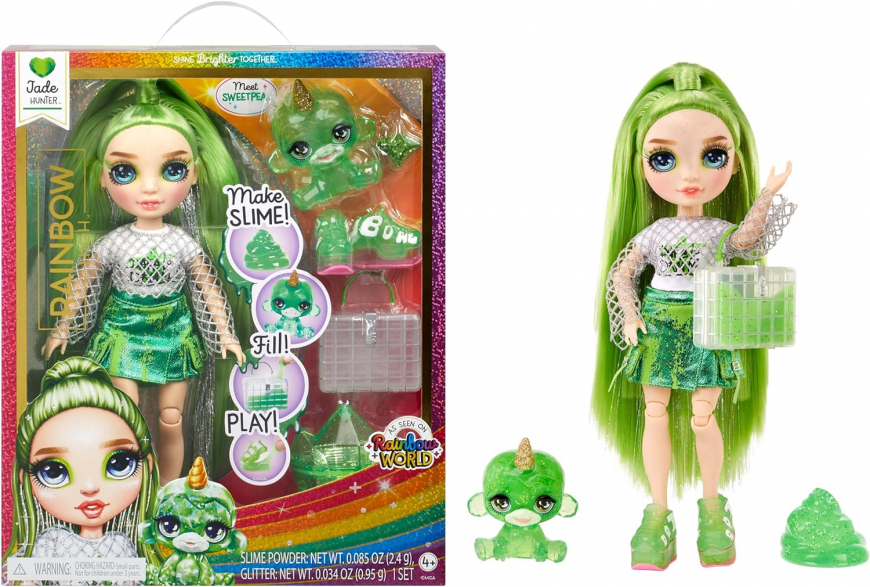 Rainbow High Classic Jade doll with Slime Kit & Pet