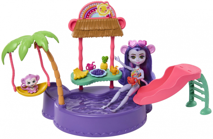 Enchantimals Sunshine Beach Monkey Splash Pool playset with doll