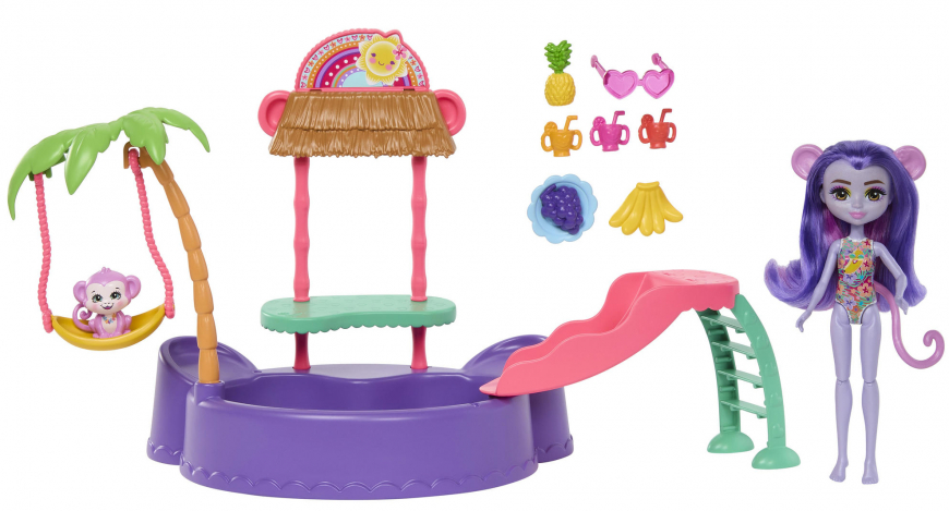 Enchantimals Sunshine Beach Monkey Splash Pool playset with doll