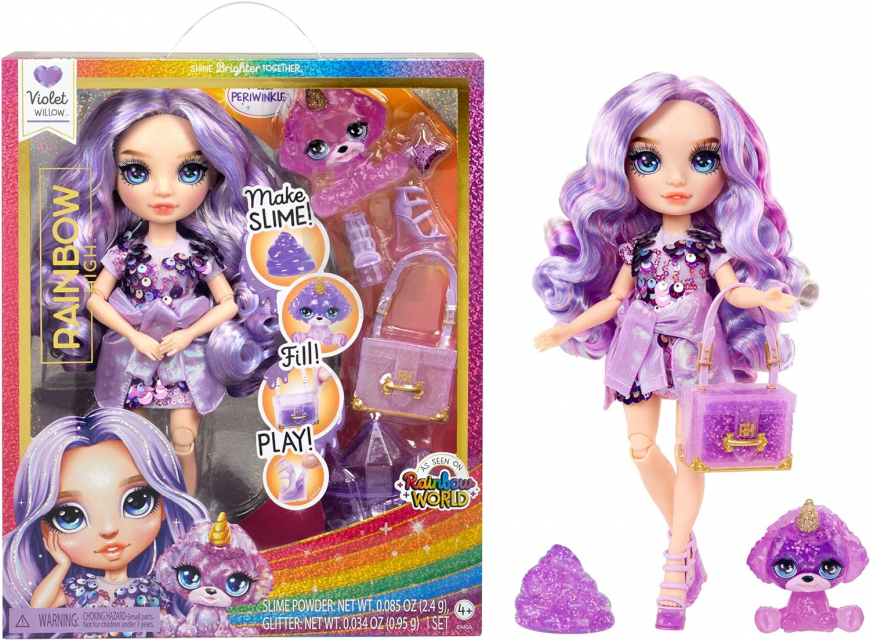 Rainbow High Violet with Slime Kit & Pet doll