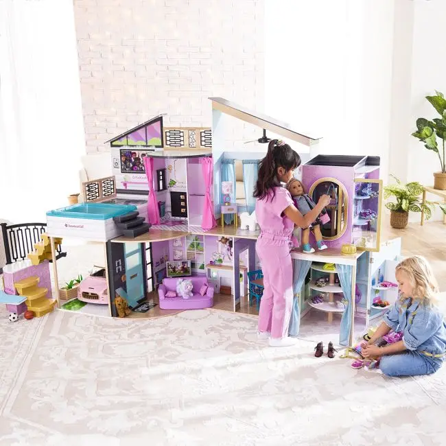 American Girl x KidKraft Luxury Wooden Dollhouse with Lights, Sounds and Hot Tub