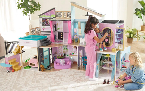 American Girl x KidKraft Luxury Wooden Dollhouse with Lights, Sounds and Hot Tub