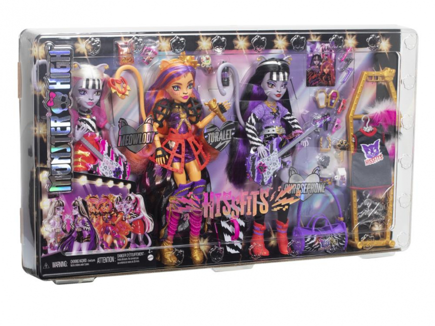 Monster High Hissfits 3 pack dolls set with Purrsephone, Meowlody and Toralei