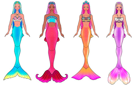 Barbie Fantasy Core Mermaids Odile face mold dolls concept art from Angel Kent