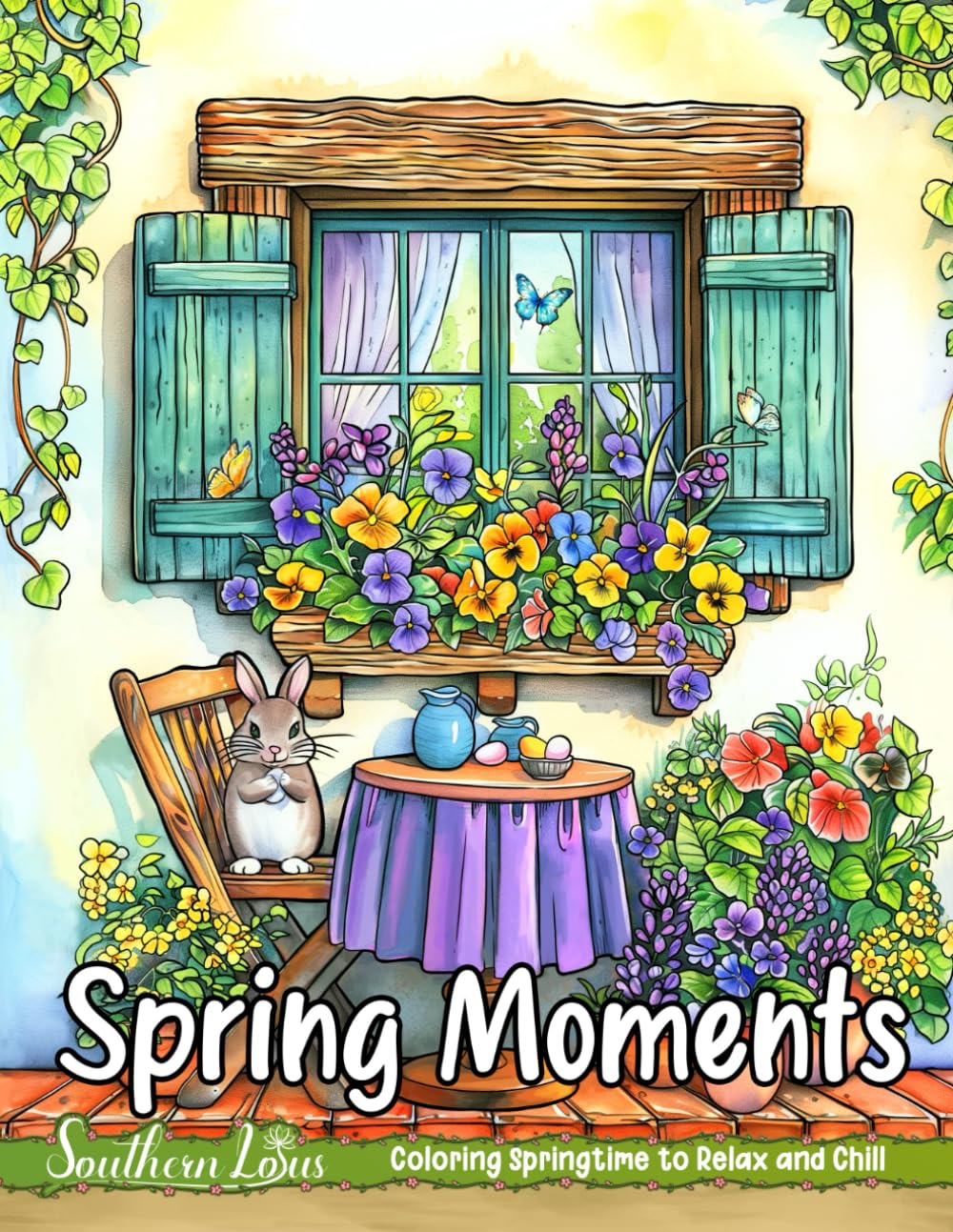 Spring Moments: Coloring Book With Relaxing Drawings of Cute Animals ...