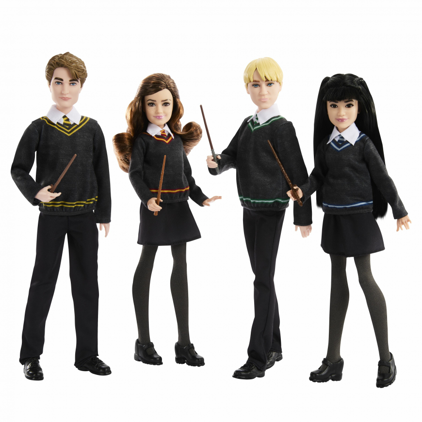 Harry Potter Mattel Hogwarts House 4-Pack doll set: Cedric Diggory, Hermione Granger, Draco Malfoy, and Cho Chang
