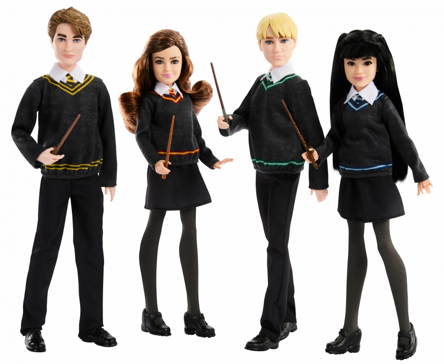 Harry Potter Mattel Hogwarts House 4-Pack doll set: Cedric Diggory, Hermione Granger, Draco Malfoy, and Cho Chang