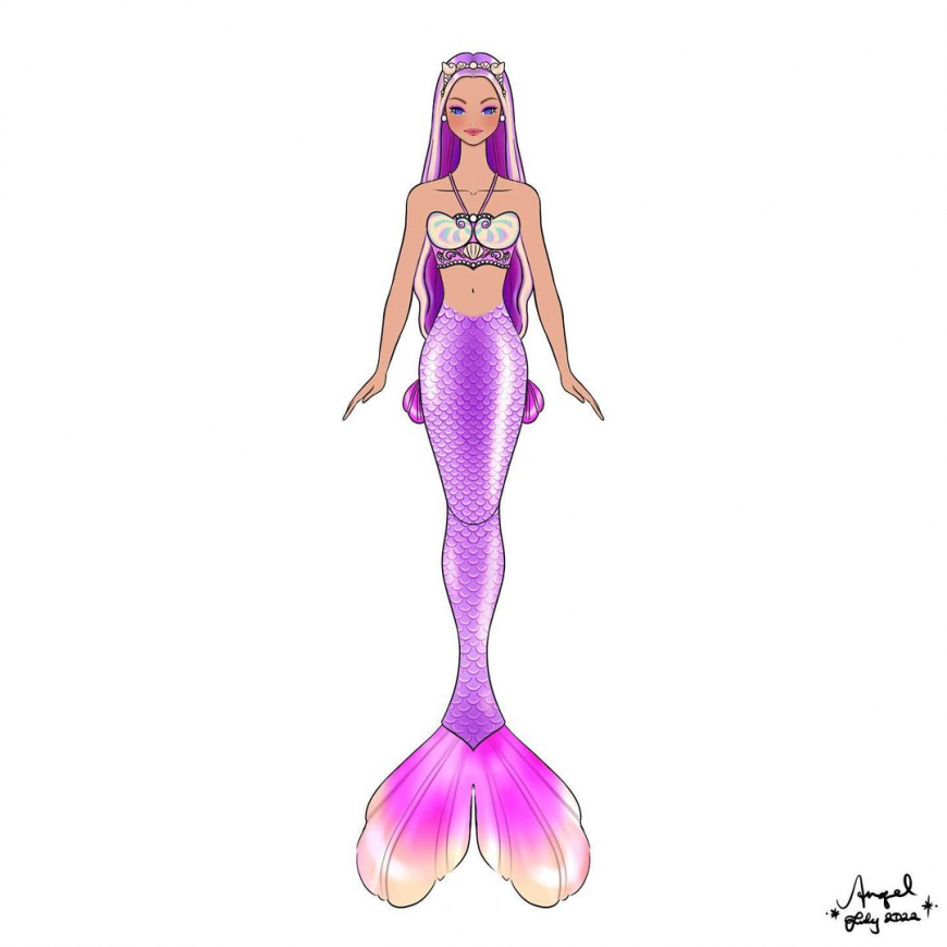 Barbie Fantasy Core Mermaids Odile face mold dolls concept art from Angel Kent