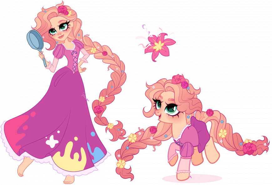 My Little Pony x Disney Princess art fusion Pinkie x Rapunzel