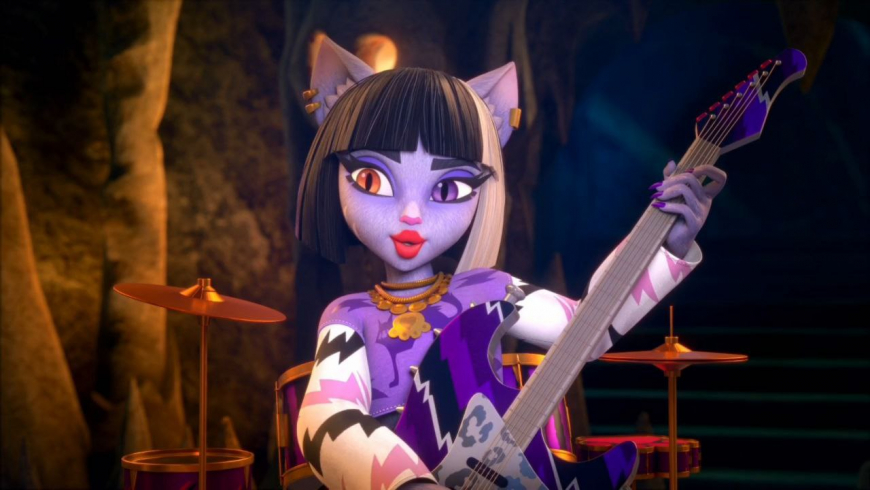 Monster High G3 Nickelodeon animated series season 2 Purrsephone and Meowlody, Scaredise outfits, Venus and Jinafire