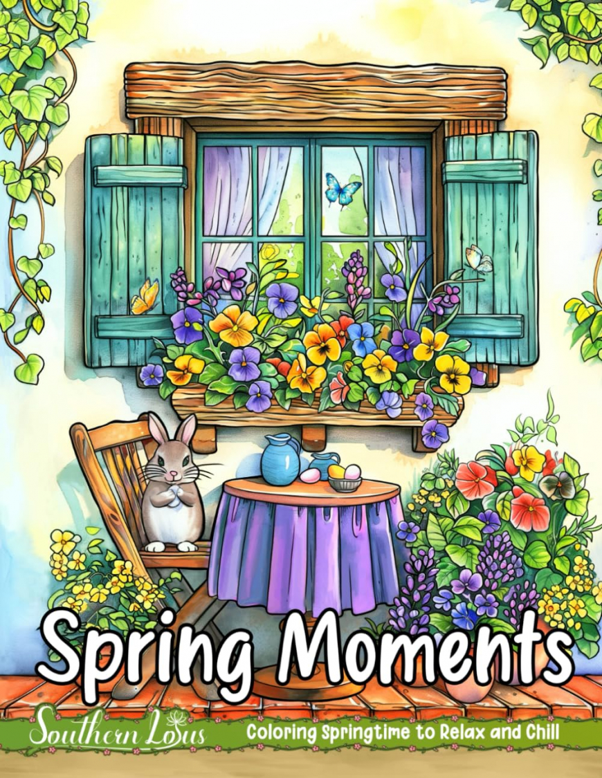 Spring Moments: Coloring Book With Relaxing Drawings of Cute Animals, Beautiful Flowers, and More