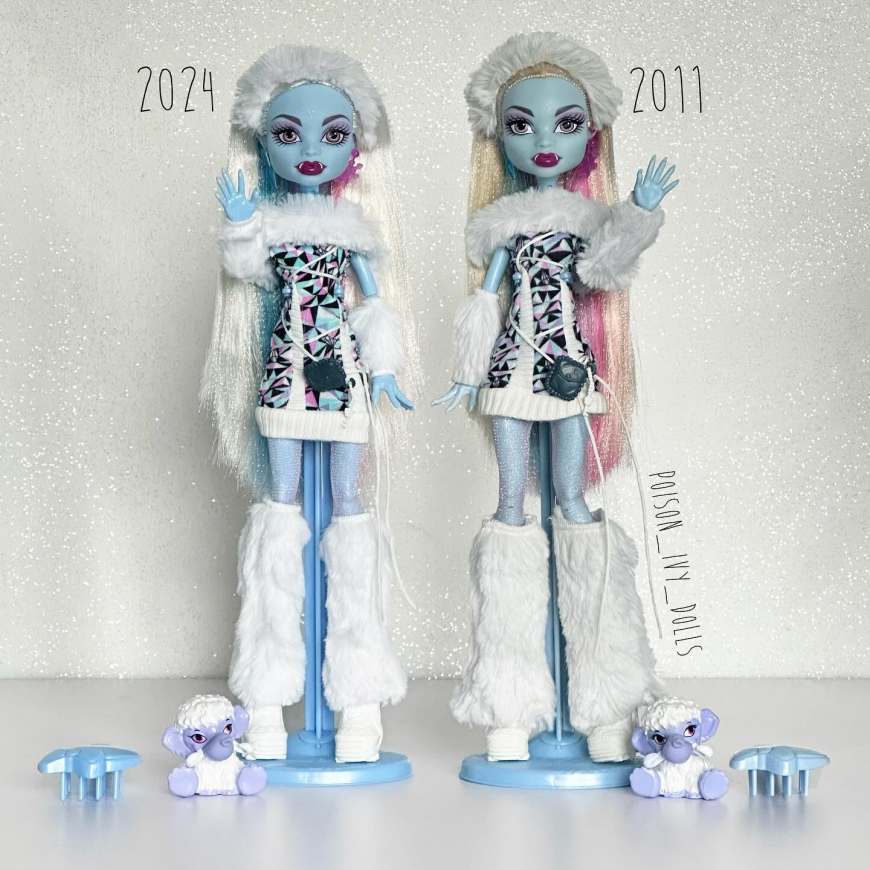 Comparison of base Reproduction Abbey Bominable doll with doll from the very first wave